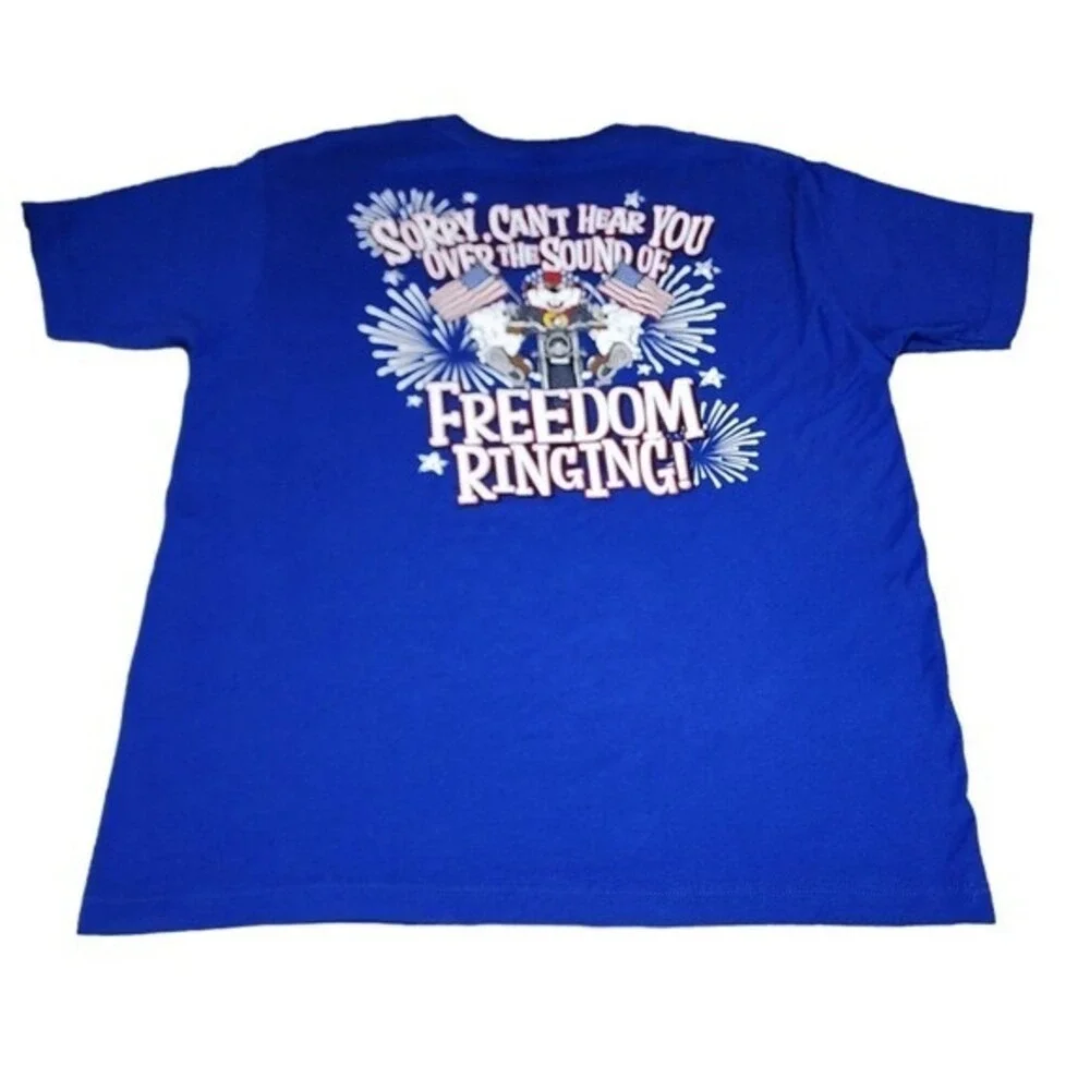 Buc-ee's Mens Patriotic Freedom Ringing Graphic T-Shirt Blue L